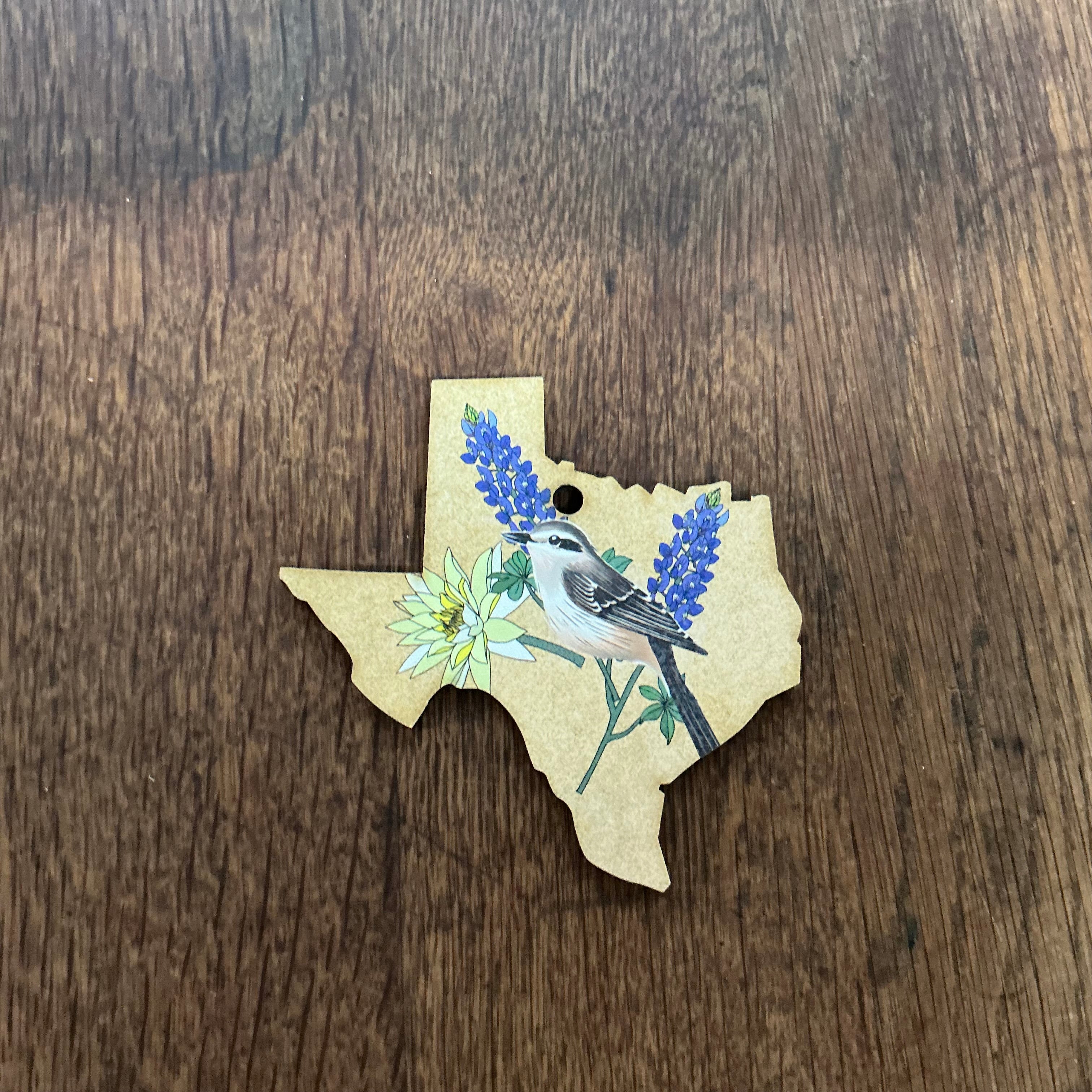 Texas Christmas ornament with Bird and Flowers