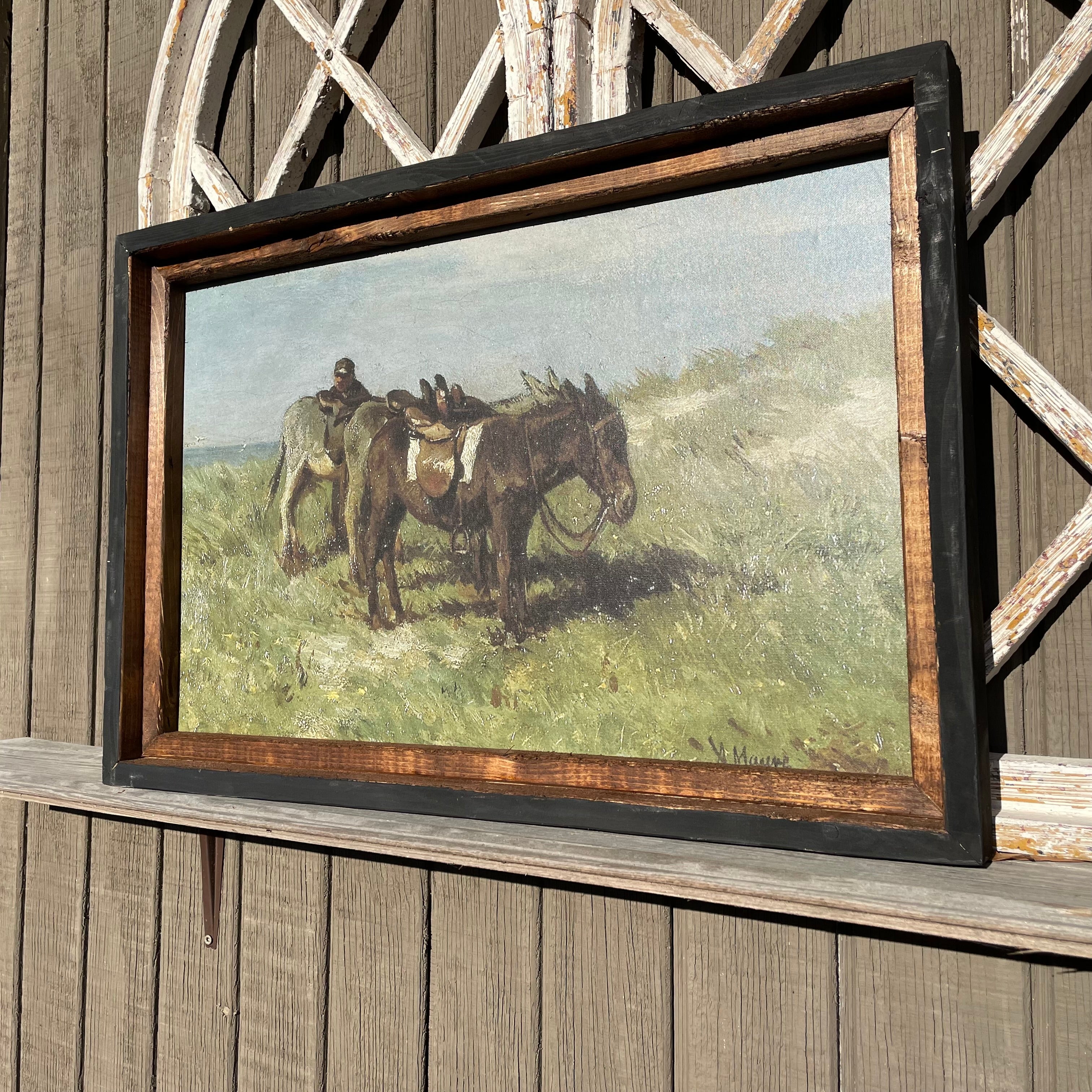 Mules in Meadow framed Print