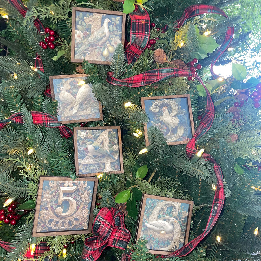 12 Days of Christmas Canvas Ornament Set 