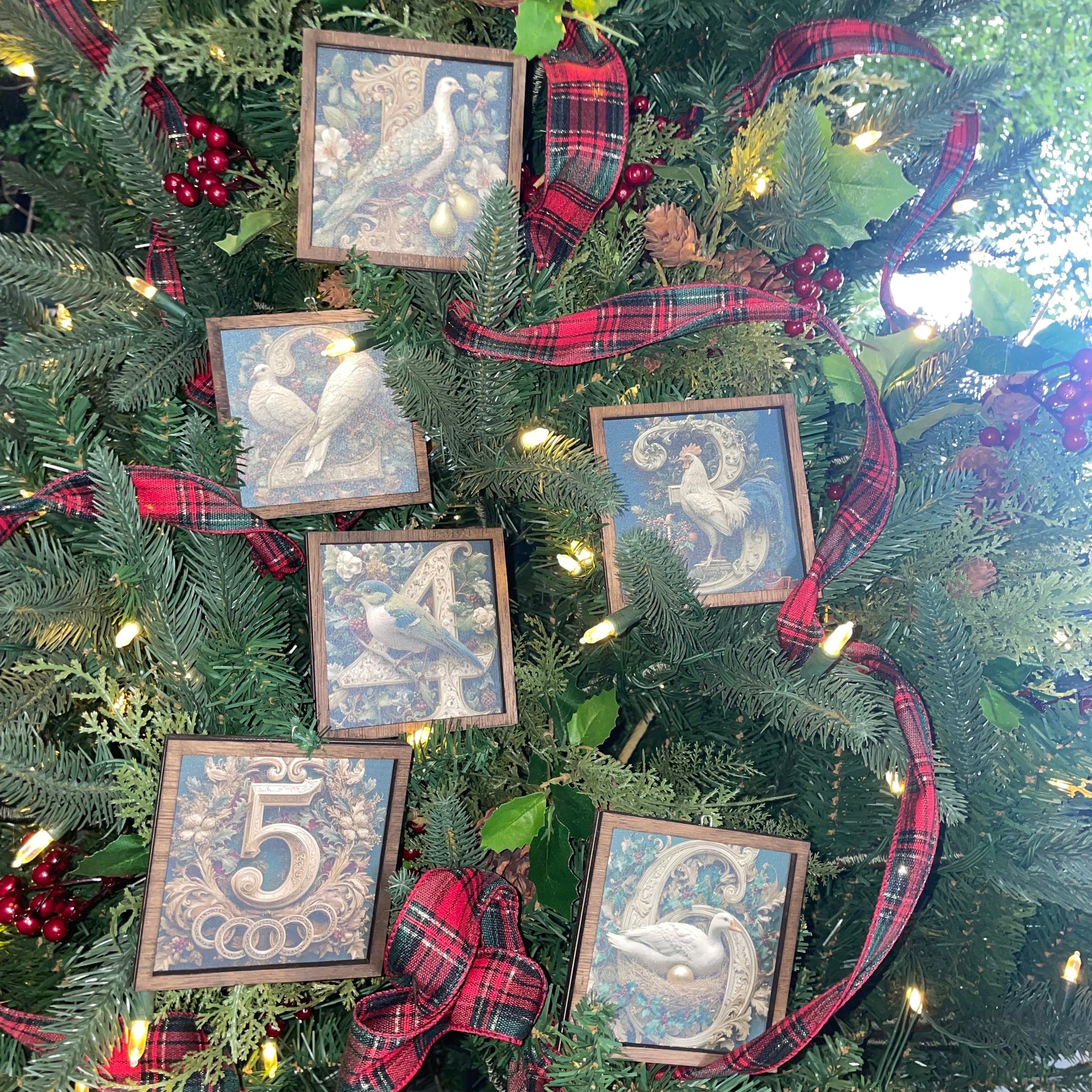 12 Days of Christmas Canvas Ornament Set 