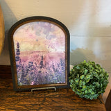 Lavender Field with Purple Sky Print in Arch Frame
