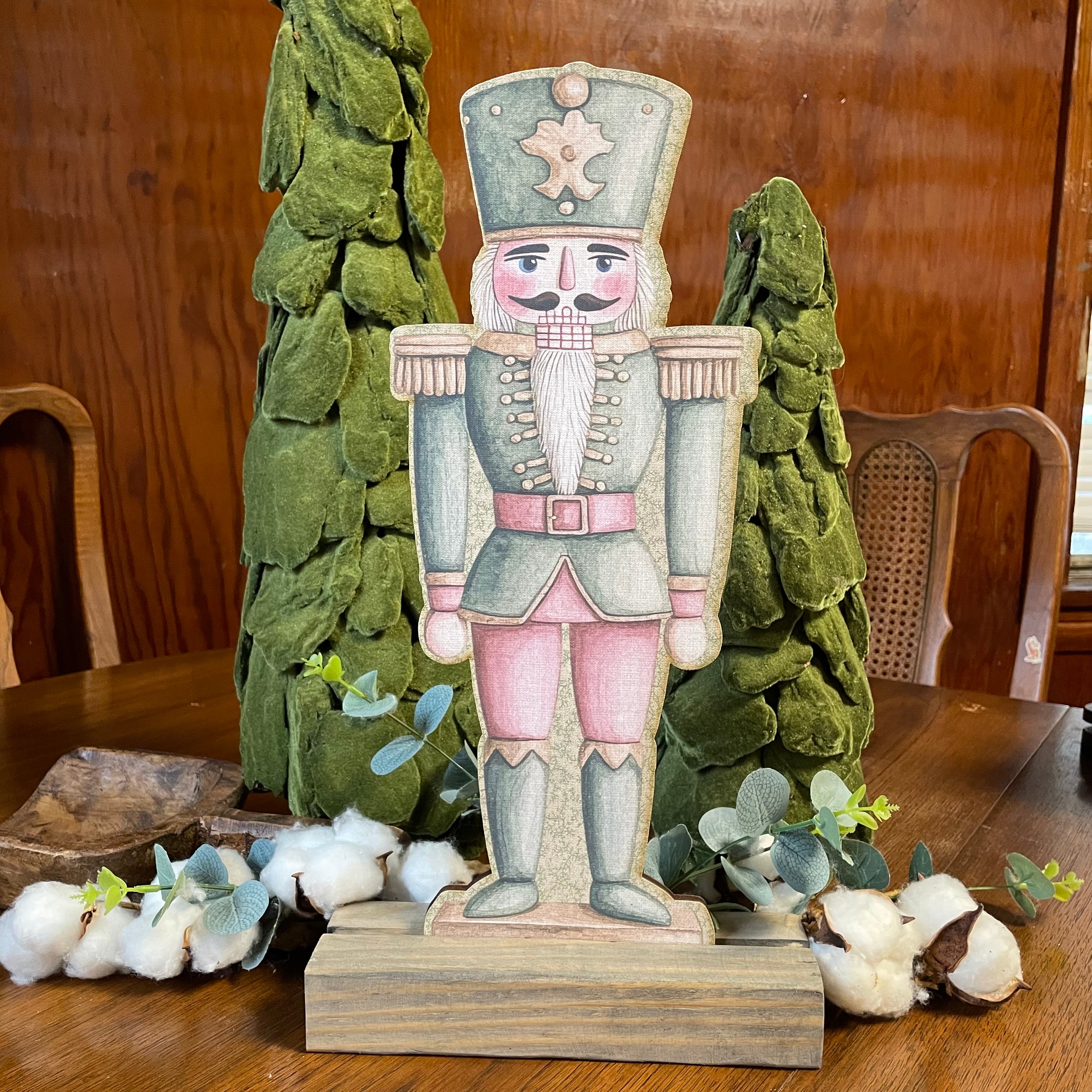 Vintage Pink and Green Nutcracker 16.5"