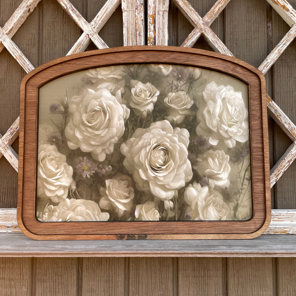 White Roses Wide Arched Frame