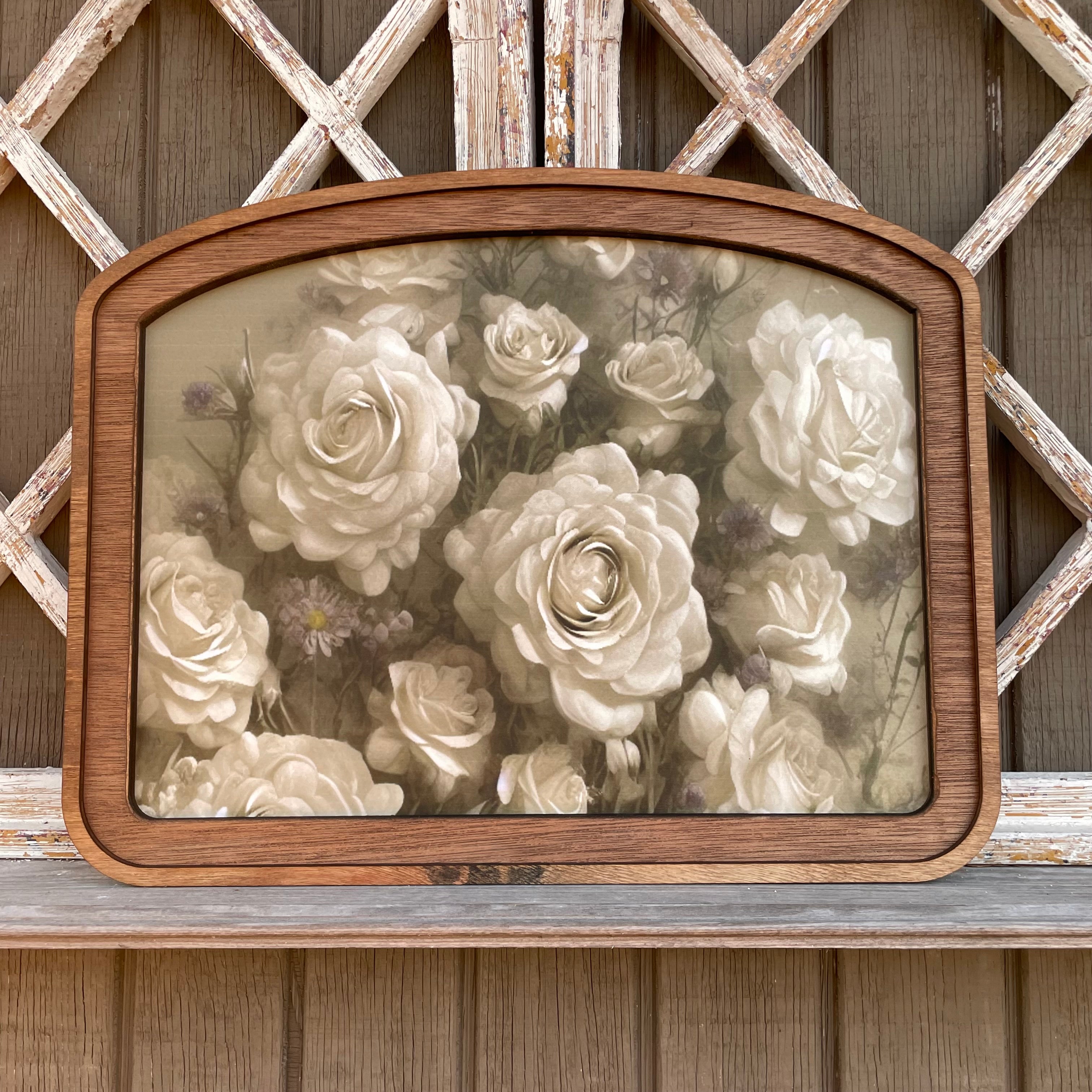 White Roses Wide Arched Frame