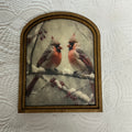 Cardinals on snow branch framed in Arched Frame