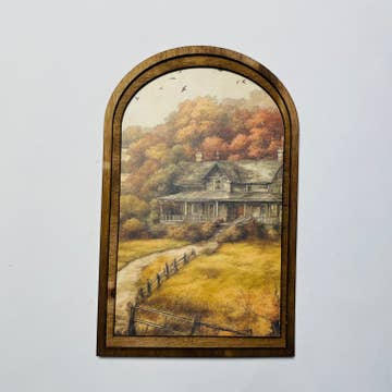Fall Farmhouse framed in Med Arch