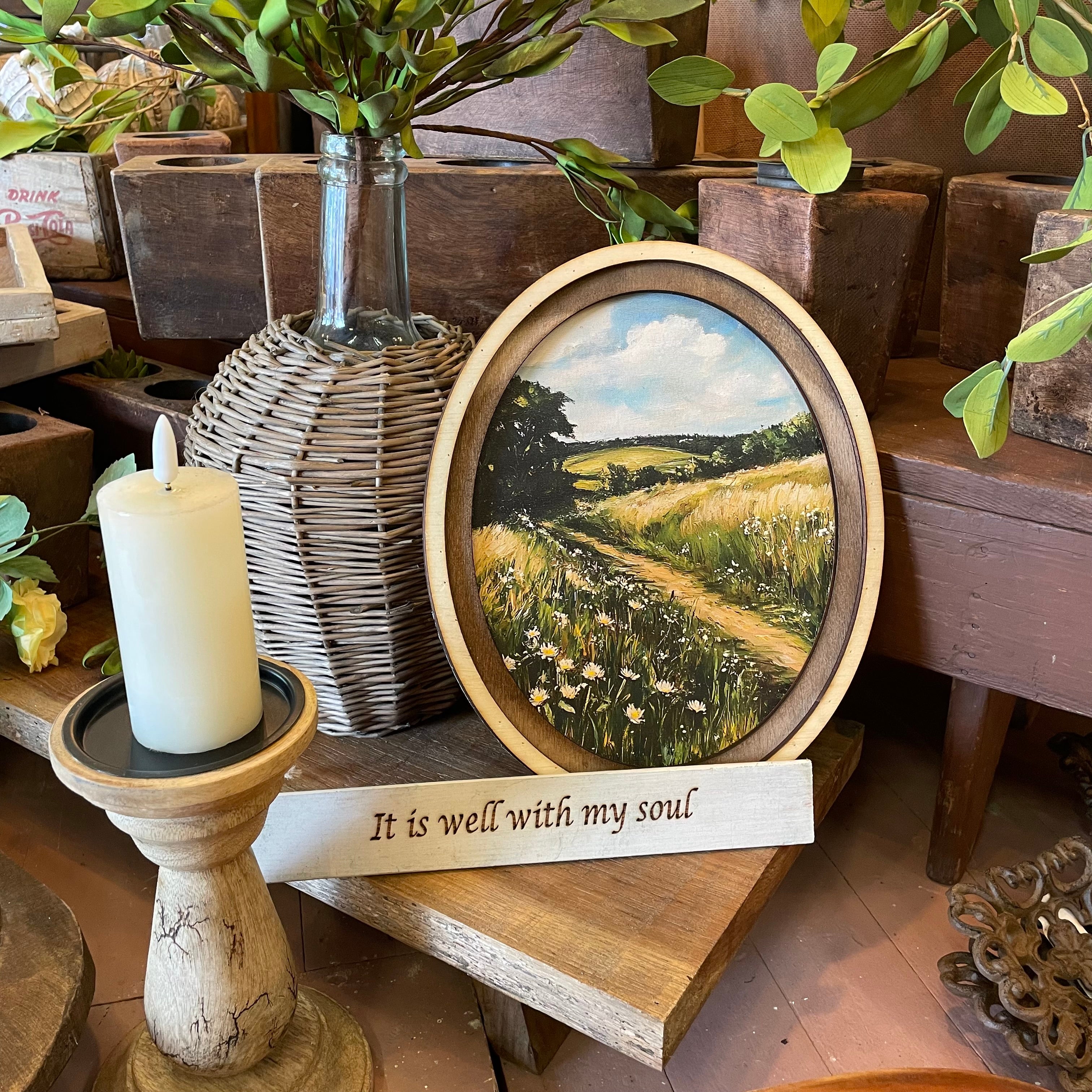 Countryside Canvas Print framed in Oval Frame