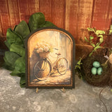 Vintage bicycle with Basket of hydrangea in Arched Frame