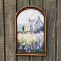 Cottage with Flower framed in Med Arch