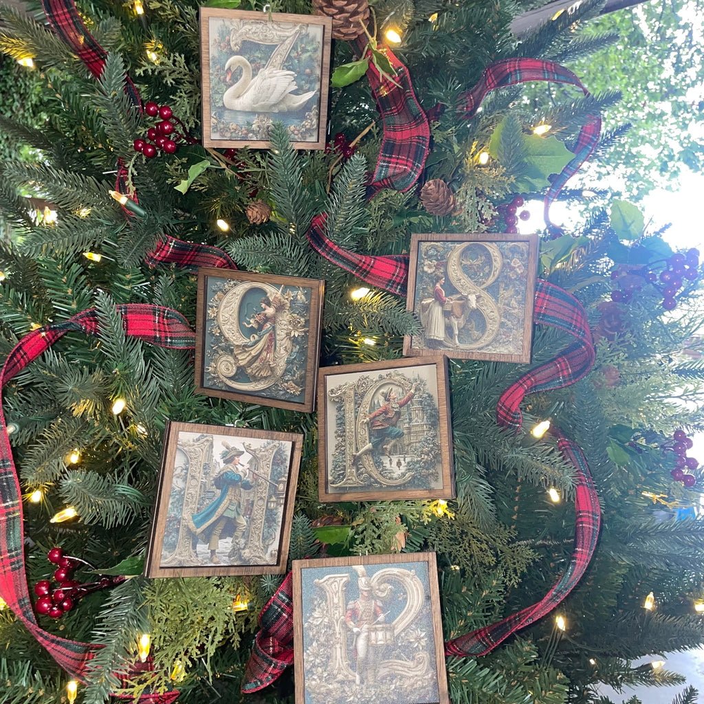 12 Days of Christmas Canvas Ornament Set 