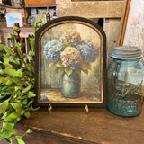 Hydrangea Flowers in Mason Jar Arched Frame