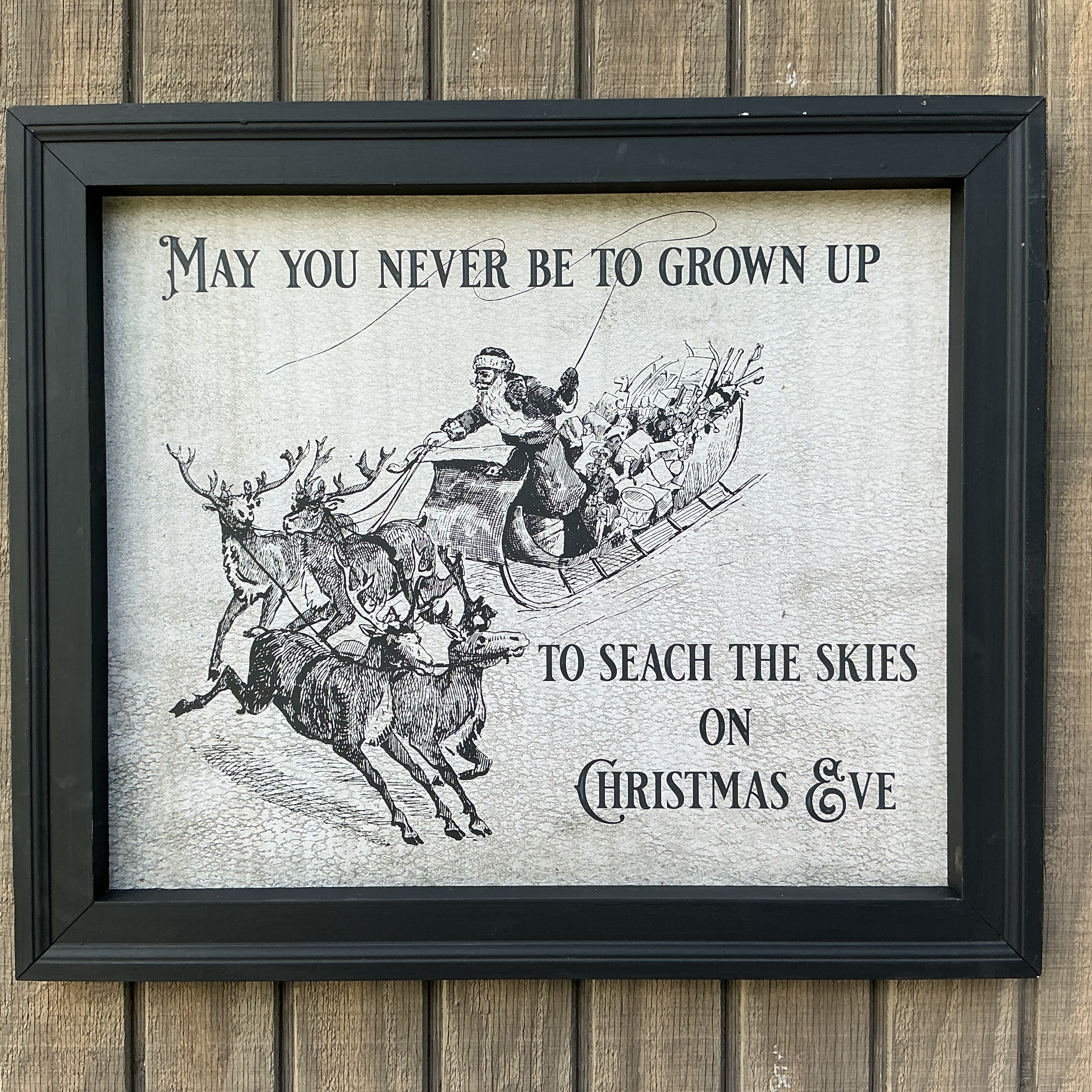 May you never grown up black framed canvas