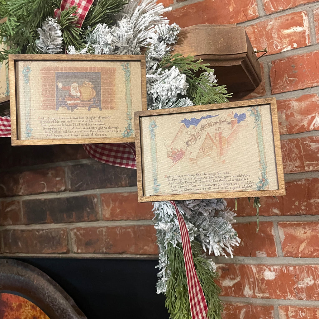 The Night Before Christmas Canvas Framed Ornament Set 