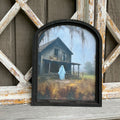 Ghost at the Barn Canvas Print in Small Arch Frame