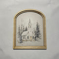 Snowy County Church with small arch double wood frame
