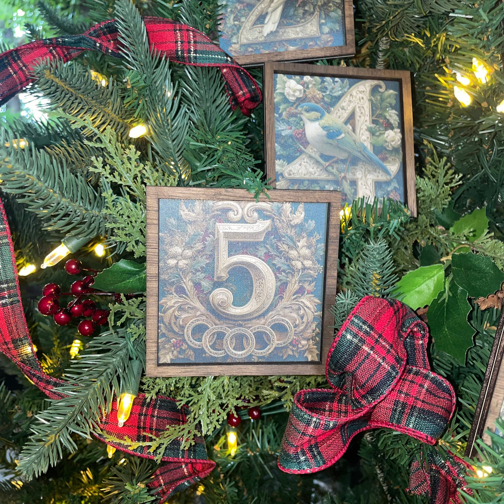 12 Days of Christmas Canvas Ornament Set 