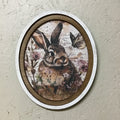 Oval Frame Bunny with Flowers and Butterfly