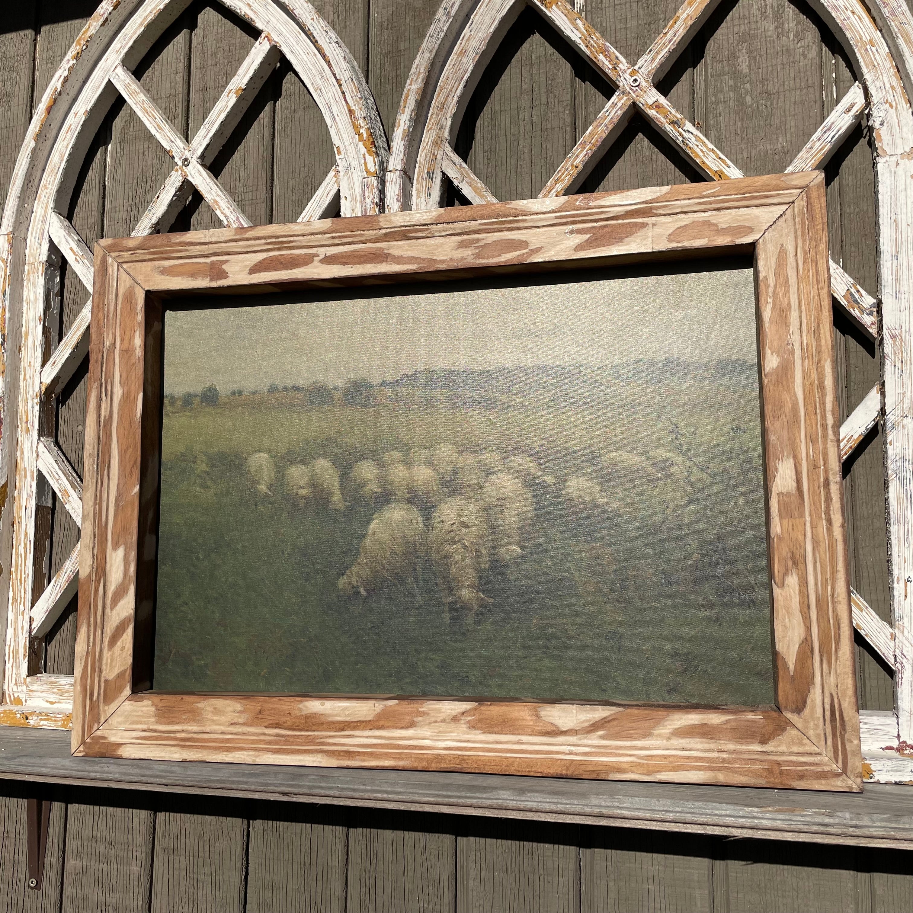 Pastoral Grazing Sheep Canvas print framed