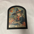 Happy Halloween Witch canvas print in small arch