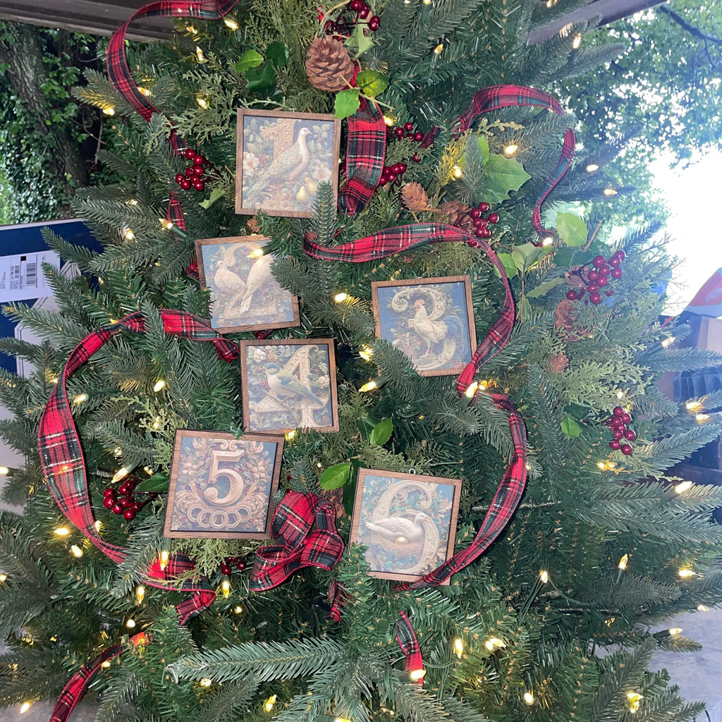 12 Days of Christmas Canvas Ornament Set 