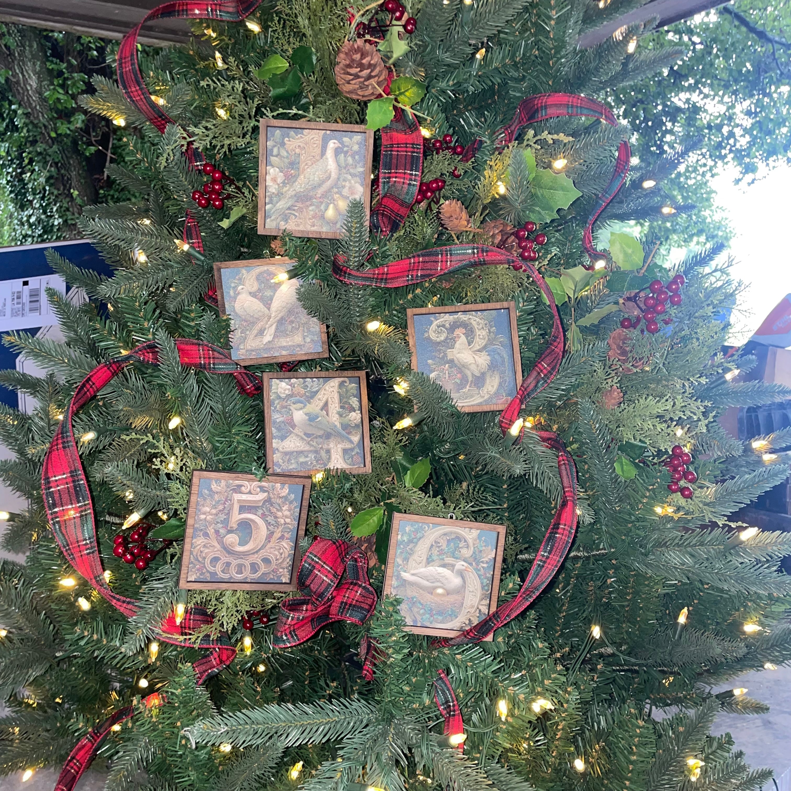 12 Days of Christmas Canvas Ornament Set 