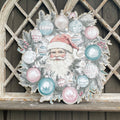 Vintage Santa Pink and Green Door Hanger Wreath