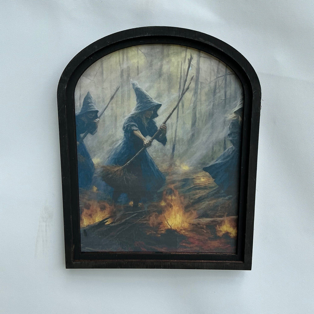 Witches in Fire Canvas Print in Sm Arch Frame