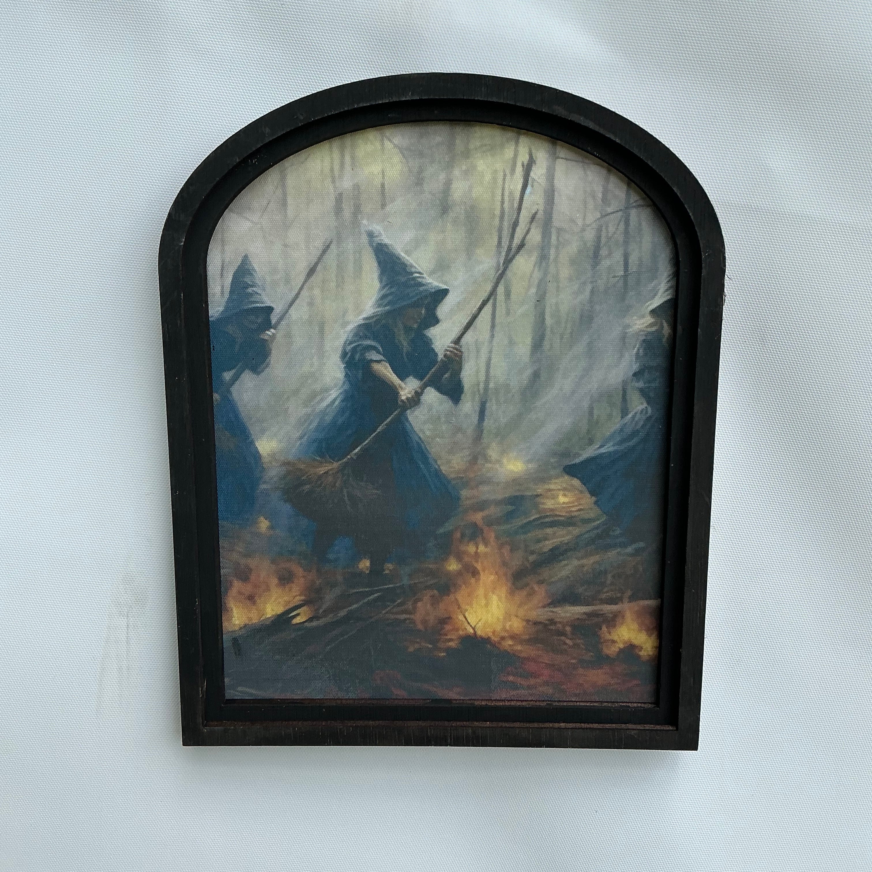 Witches in Fire Canvas Print in Sm Arch Frame
