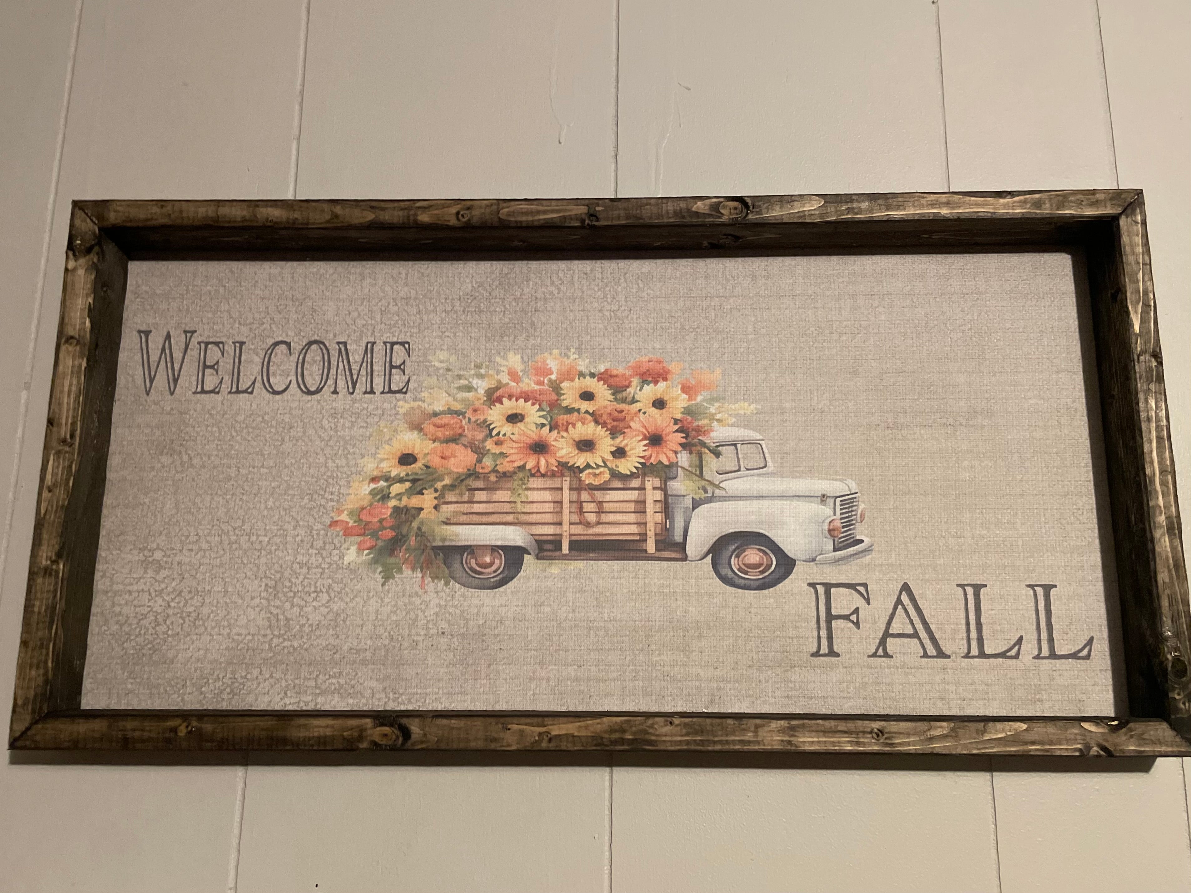 Welcome Fall Framed Sign with Harvest Truck