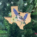Texas Christmas ornament with Bird and Flowers