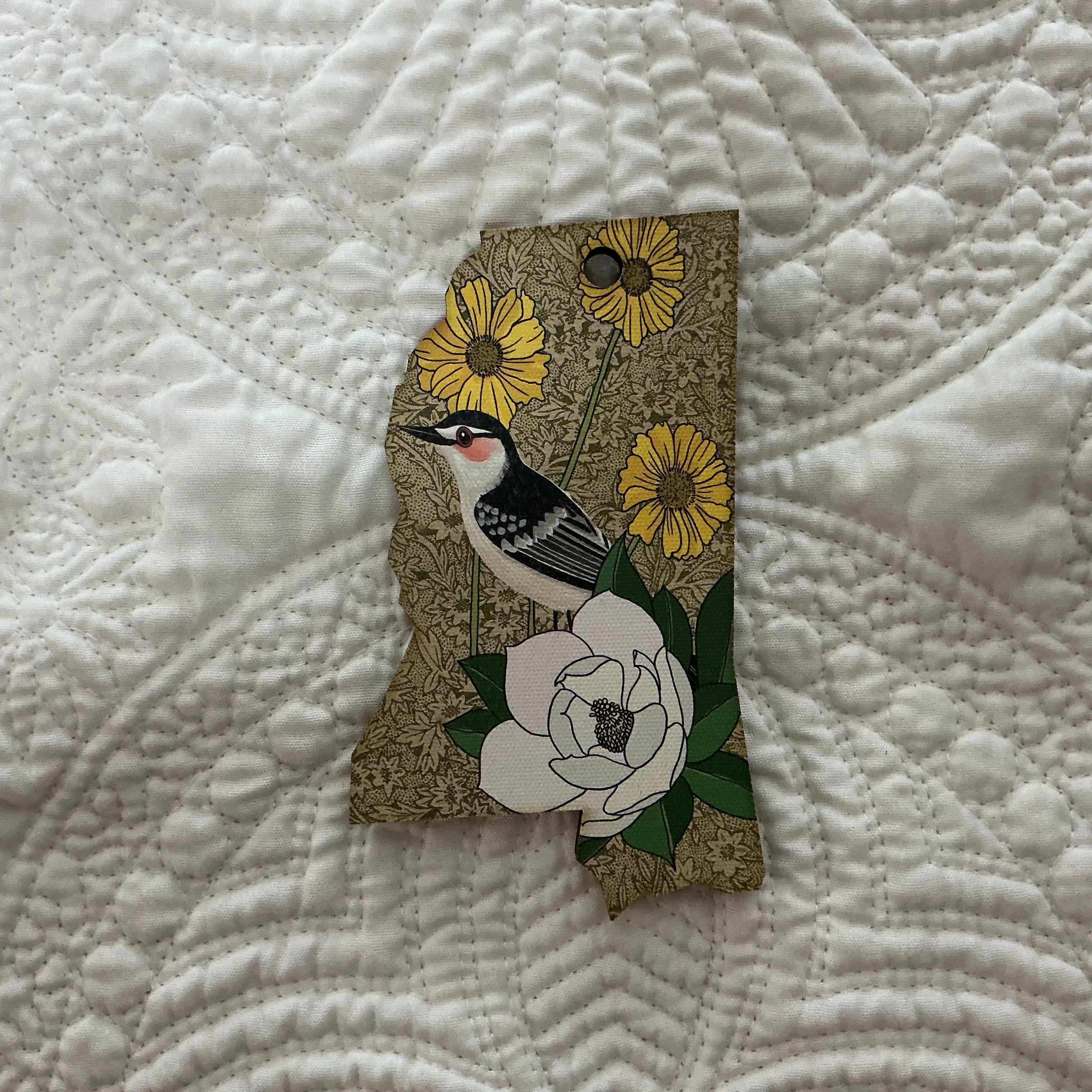 Mississippi Christmas Ornament with State Flower and Bird