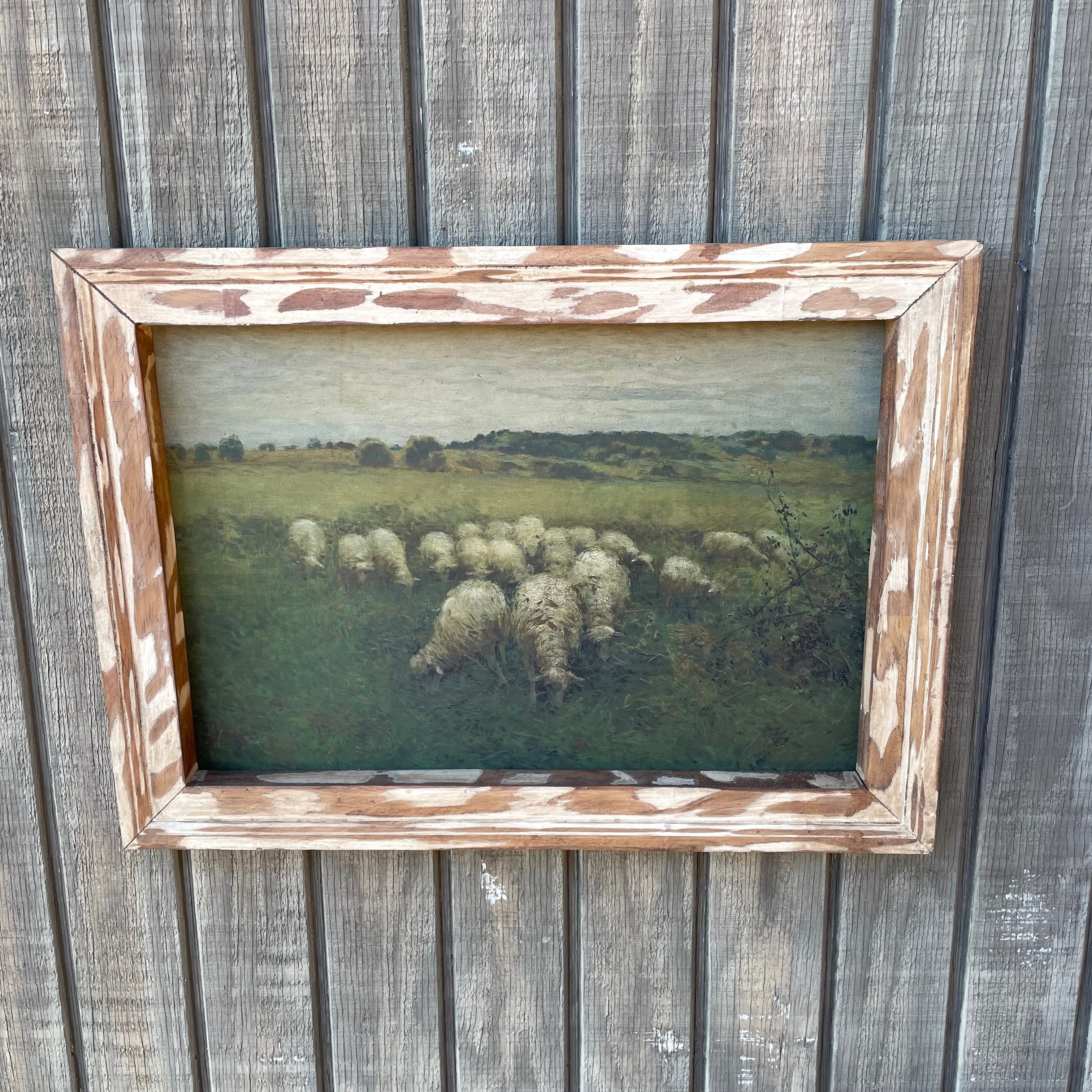 Pastoral Grazing Sheep Canvas print framed