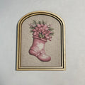 Vintage Pink Stocking Print arched framed