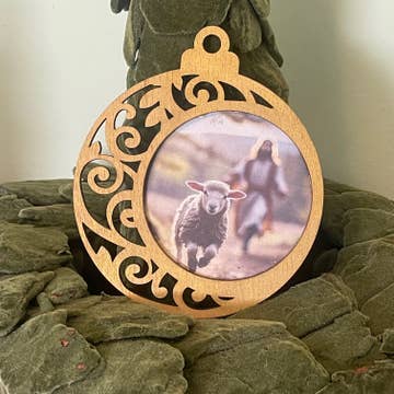 Scrolled Jesus and Lamb Ornament