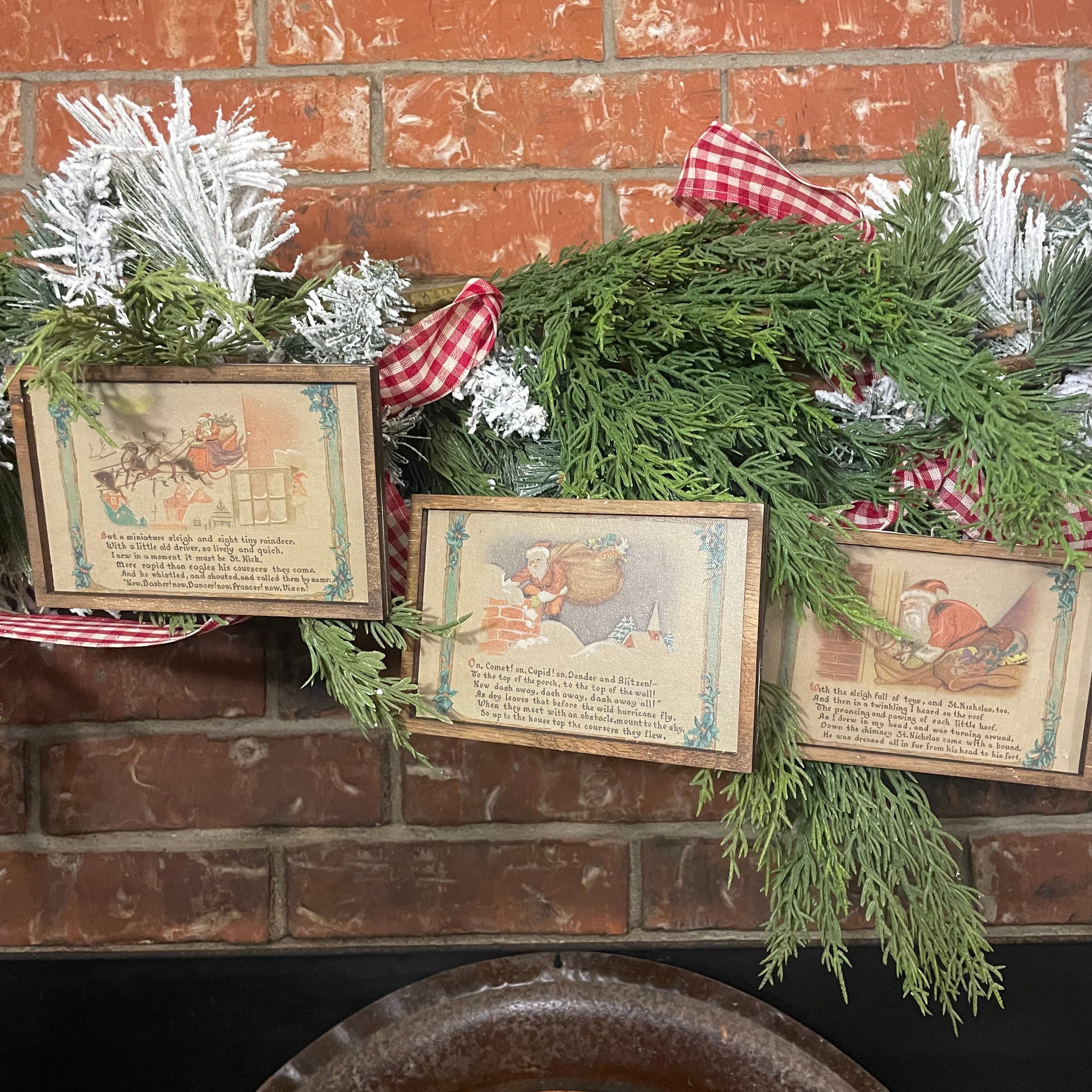 The Night Before Christmas Canvas Framed Ornament Set 