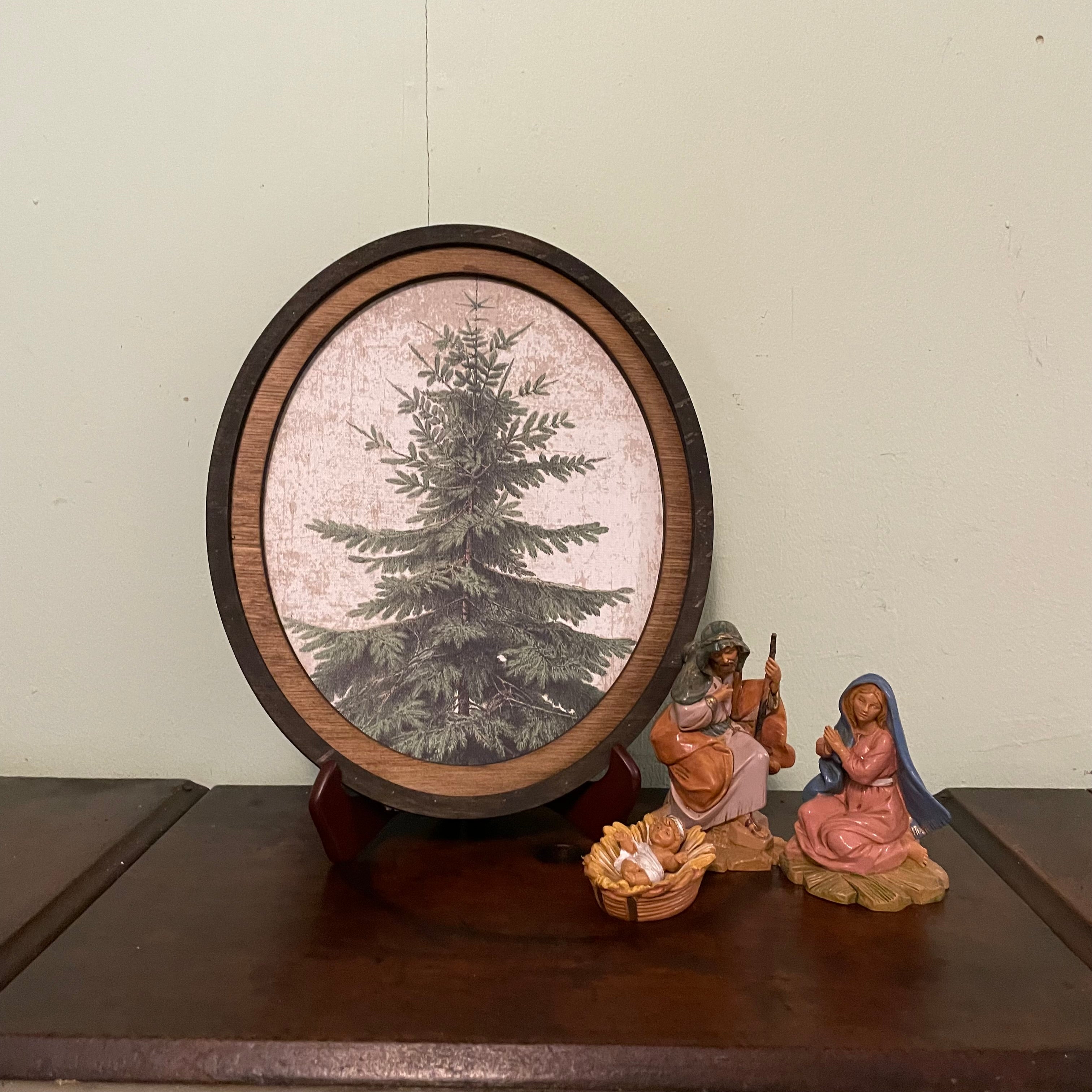Douglas Fir Print Framed in Oval Frame