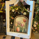 Meadow of Blooming tulips in Arched Frame