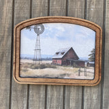 Barnyard with Windmill Wide Arched Frame