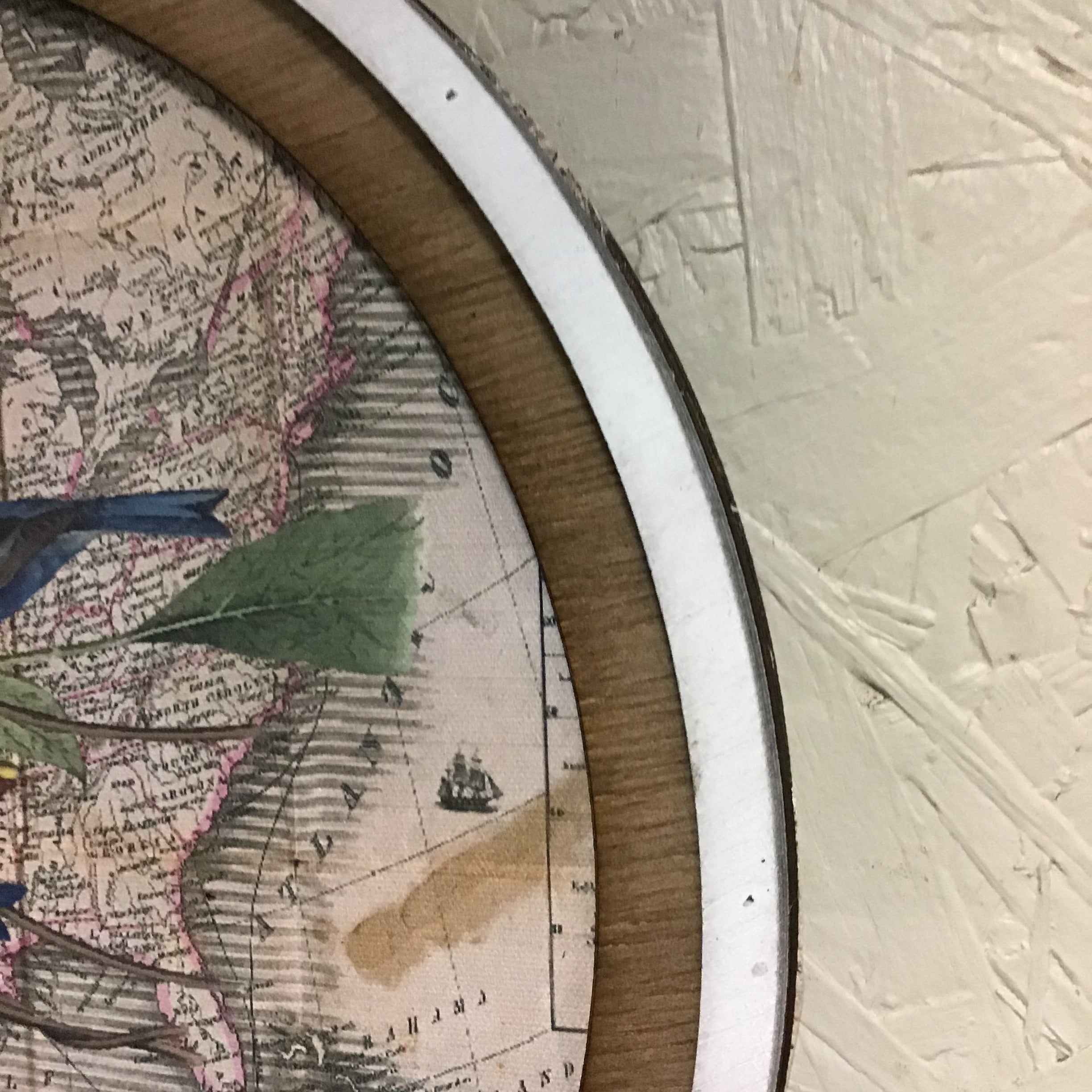 Four Blue Birds on Antique Map 11' Round