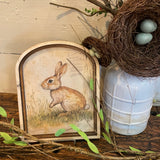 Bunny in field of grass canvas in Small Arch Frame