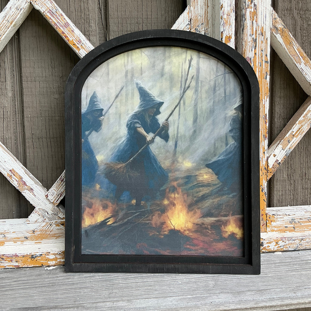 Witches in Fire Canvas Print in Sm Arch Frame