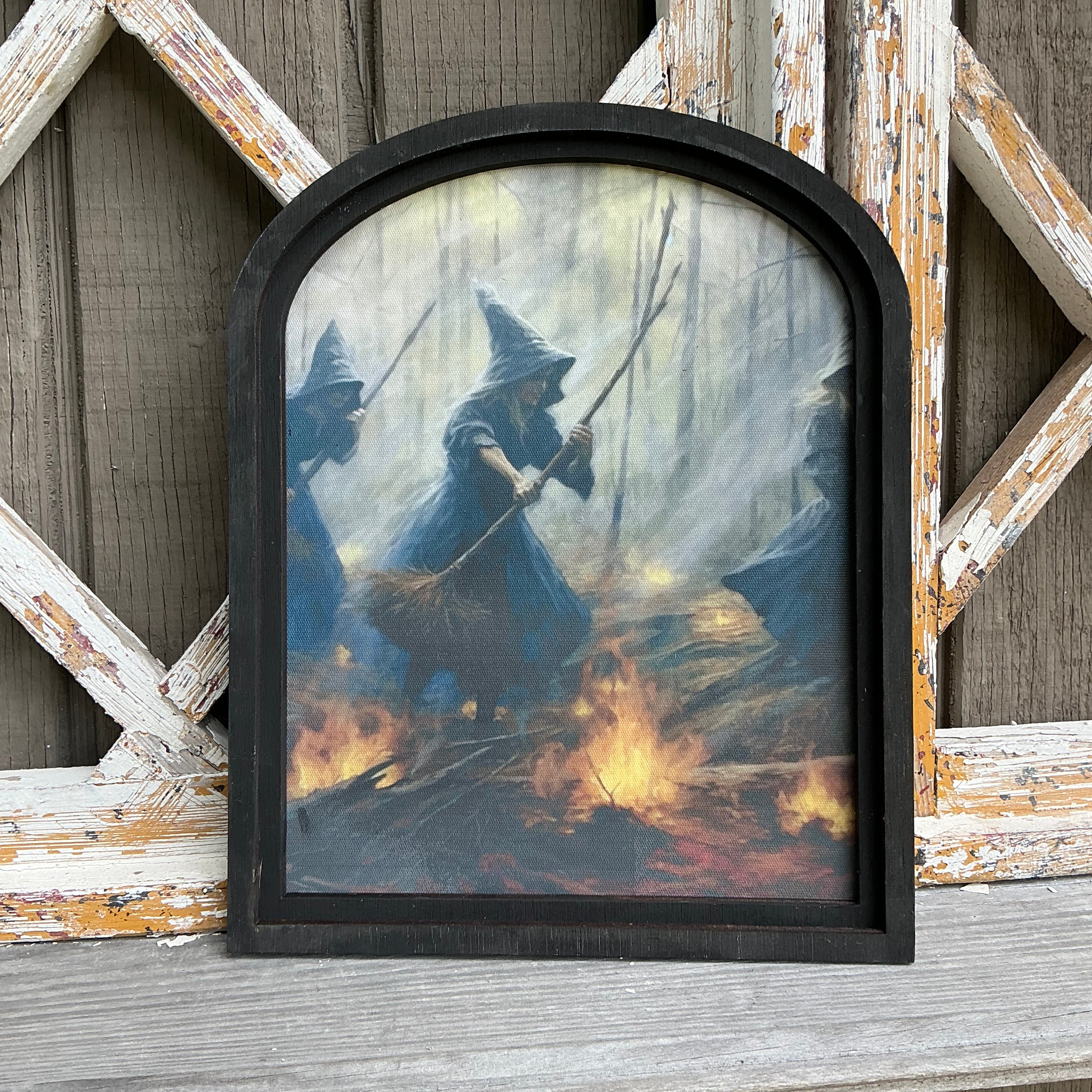 Witches in Fire Canvas Print in Sm Arch Frame