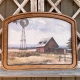 Barnyard with Windmill Wide Arched Frame