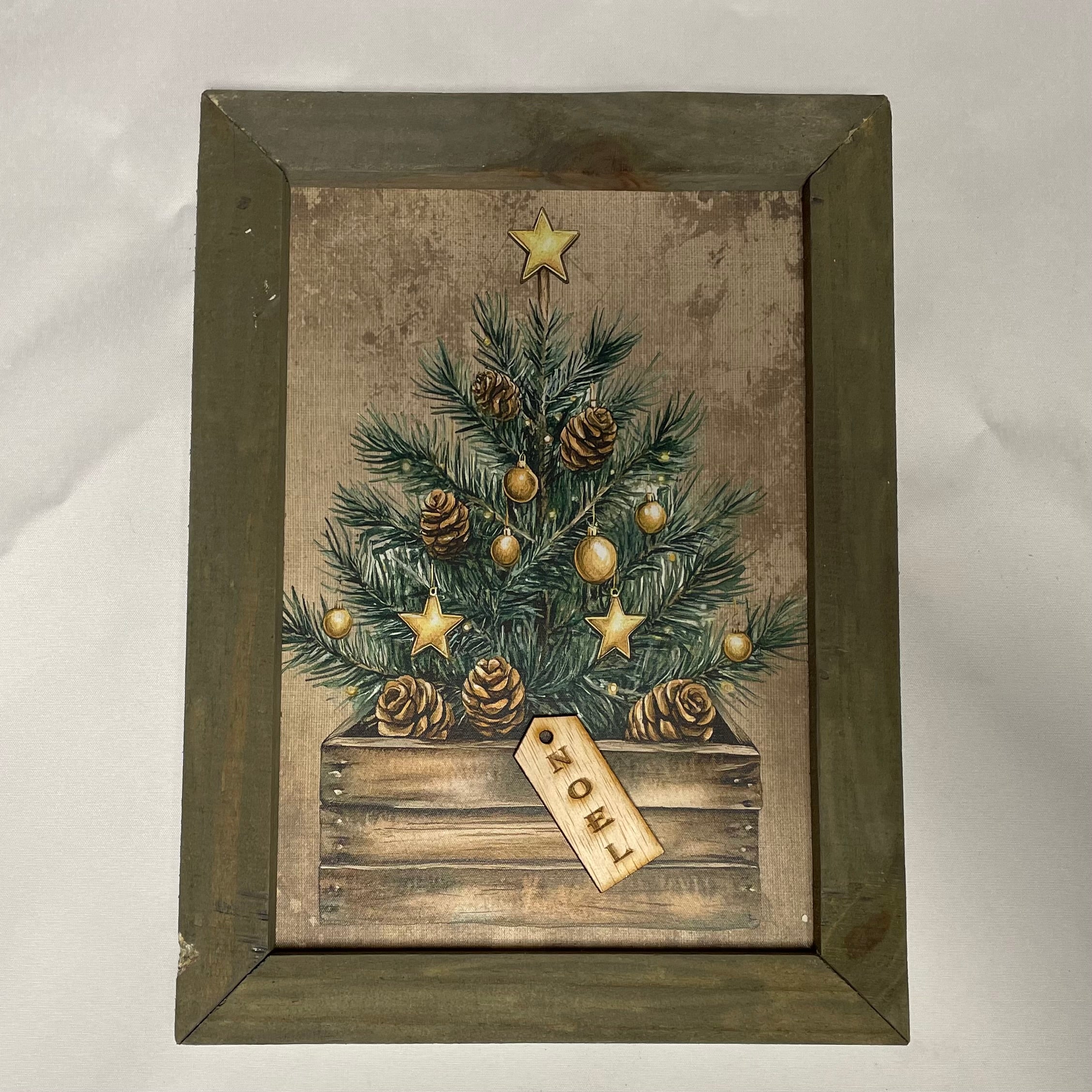 Framed Christmas Tree Print in Grey Frame