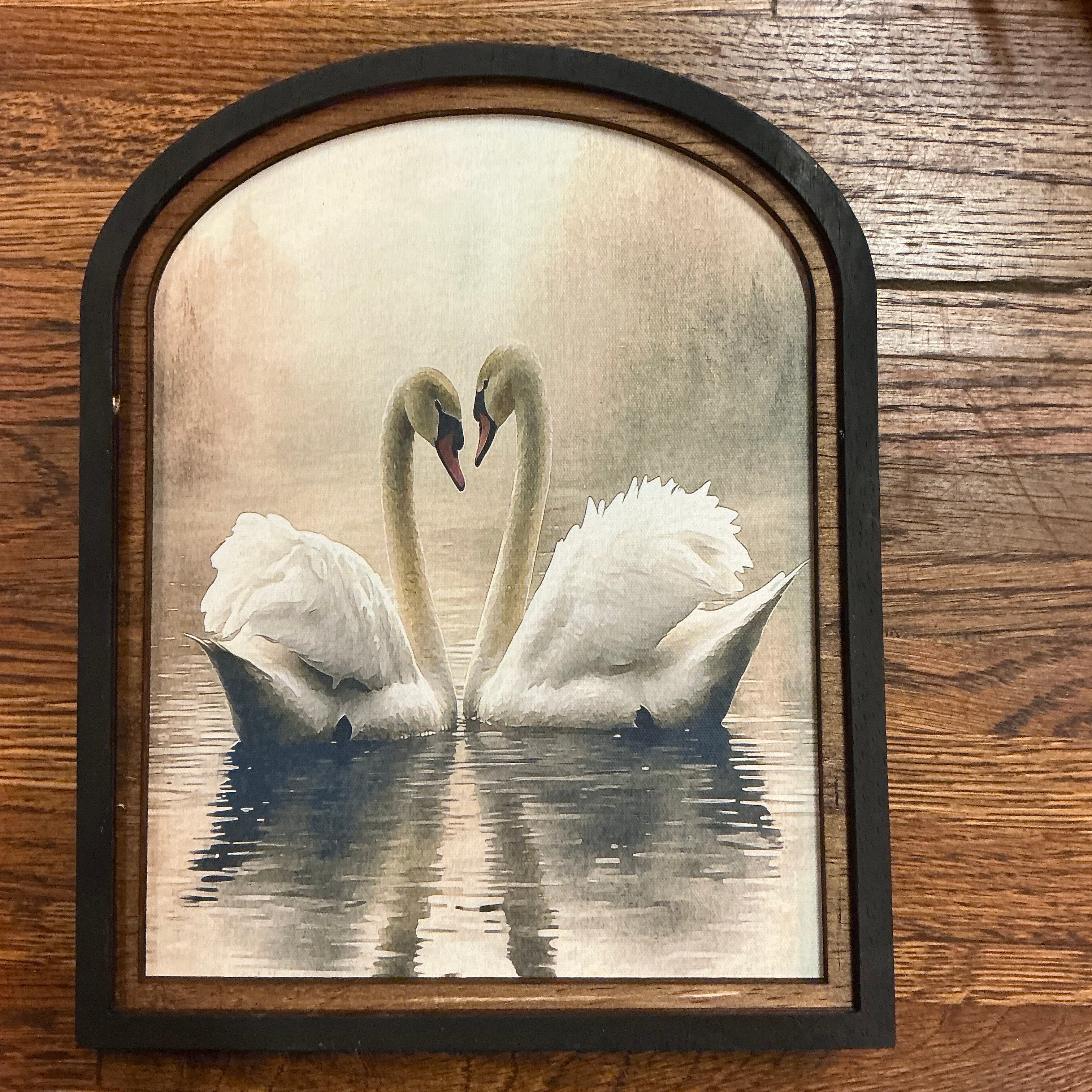White Swans on Lake Small Arch Frame
