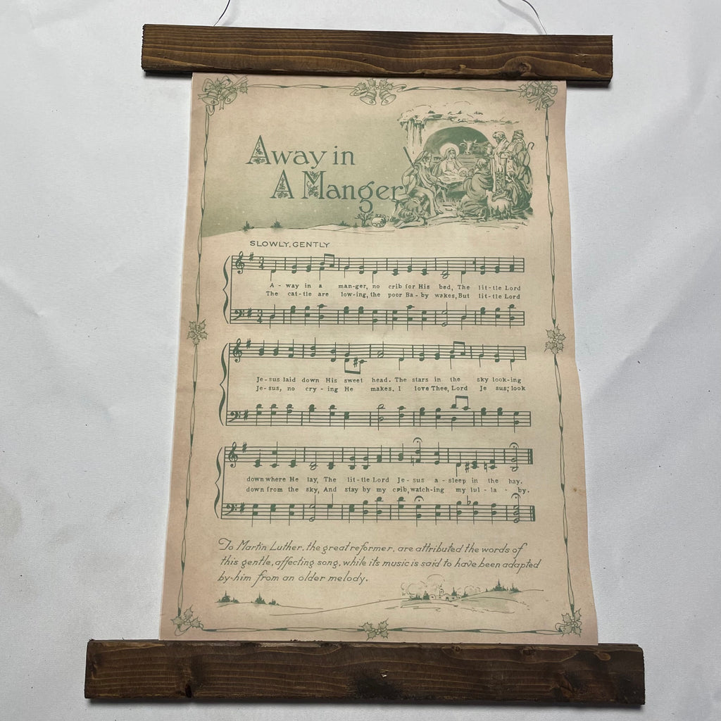 Vintage Away in the Manger Hanging Canvas