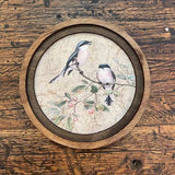 2 Birds on Branch print in round frame
