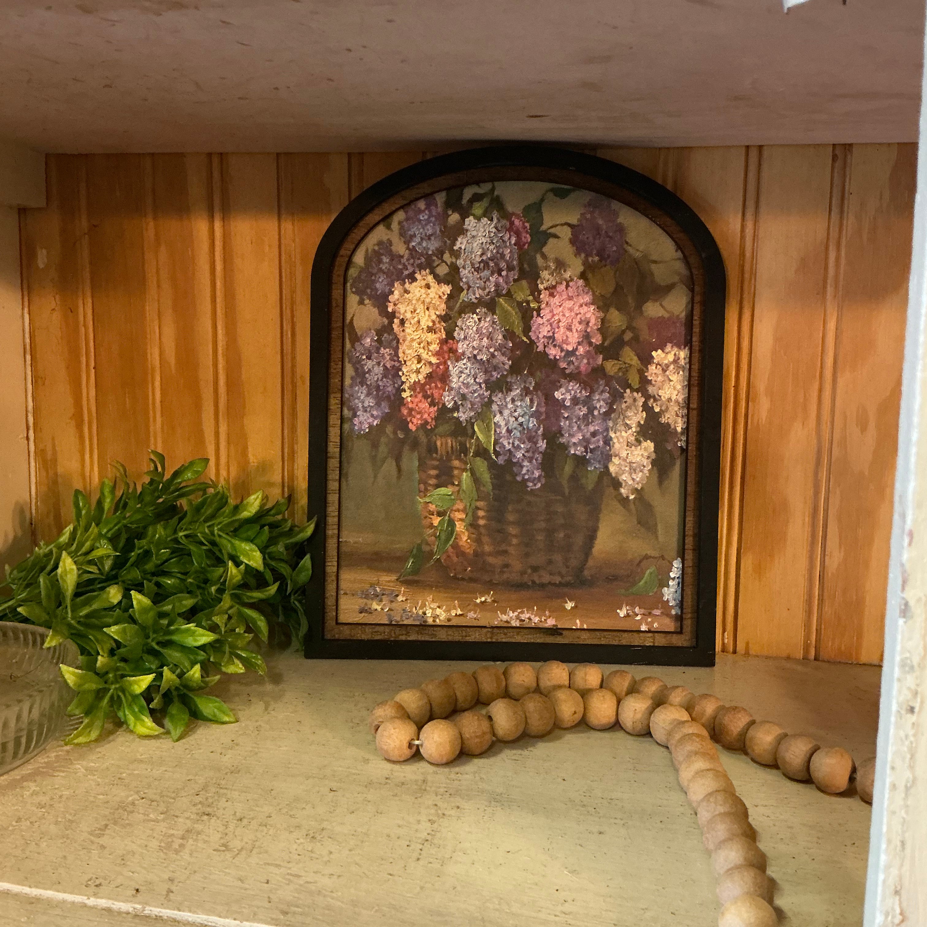 Blue, Pink, and White Hydrangeas in a Basket Frame