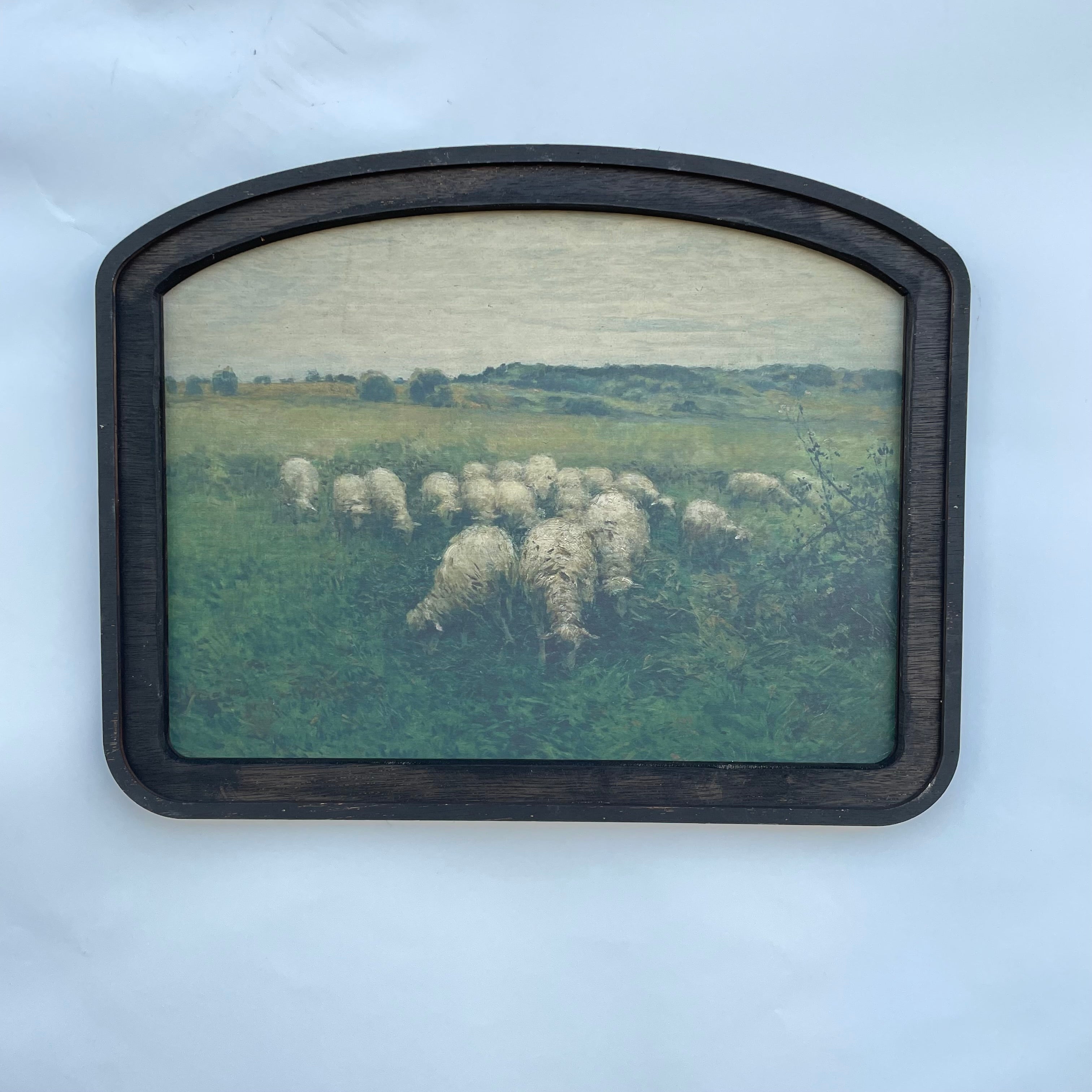 Sheep in Meadow Wide Arched Frame