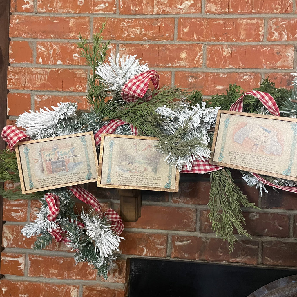 The Night Before Christmas Canvas Framed Ornament Set 